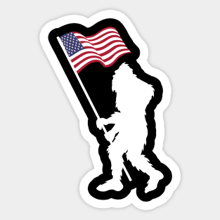 BIgfoot American Flag Funny Sasquatch USA Sticker